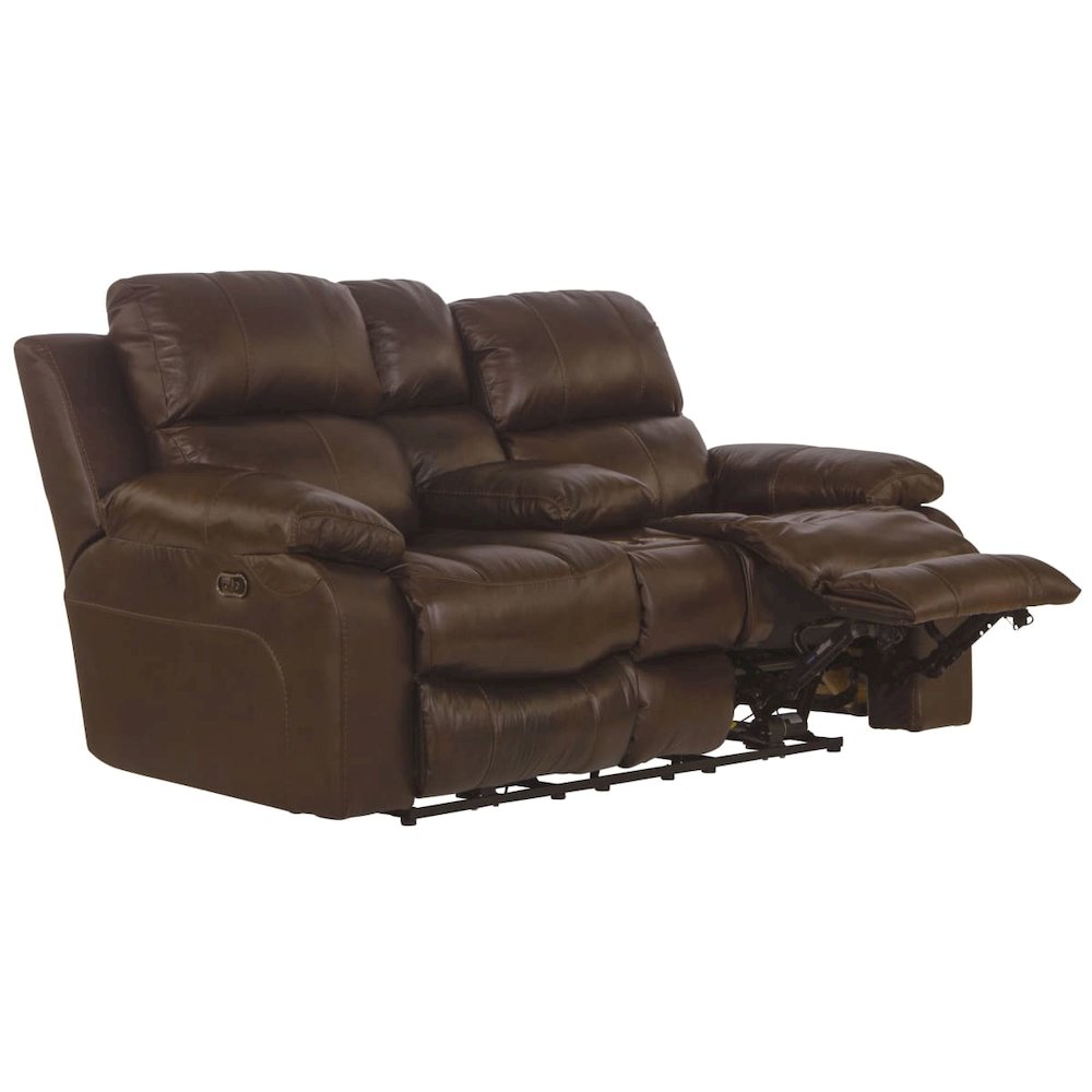 Positano Italian Top Grain Leather Match Power Reclining Console Loveseat. Picture 3
