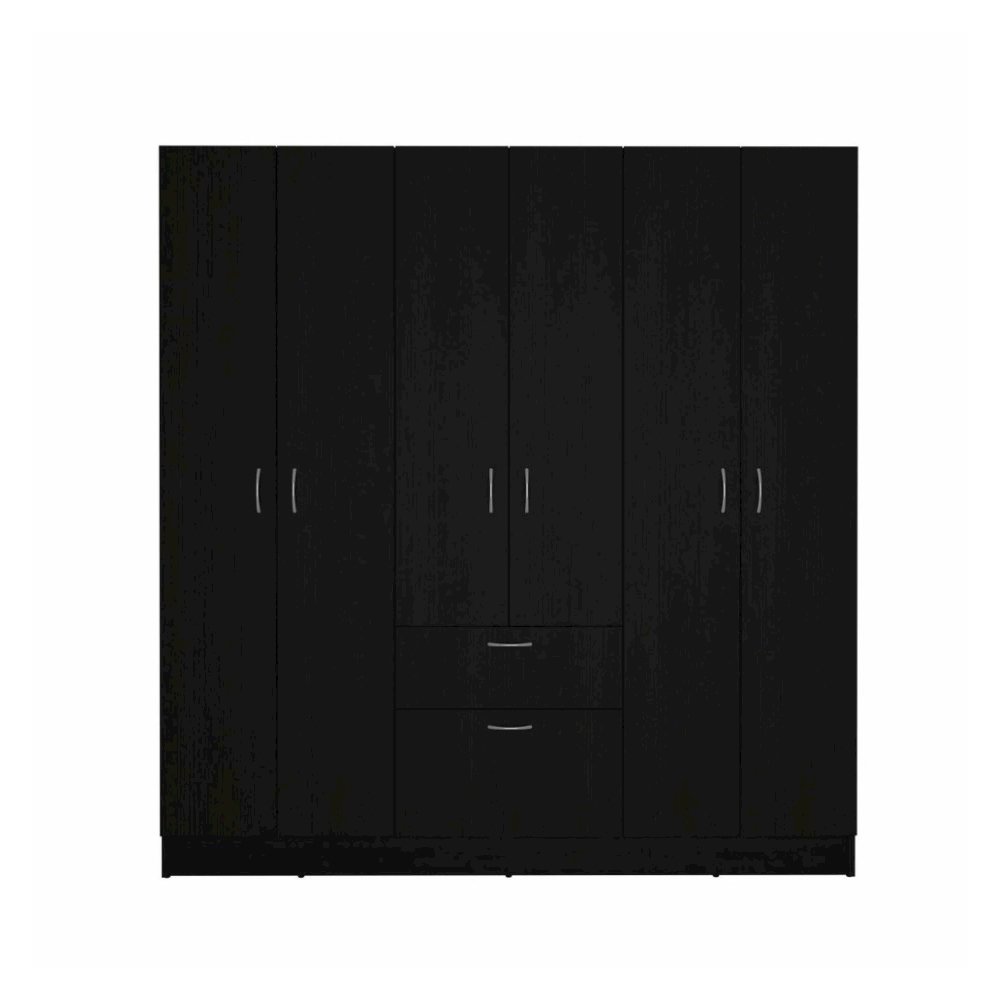 Mitu six Doors Armoire Black / White MDF. Picture 1
