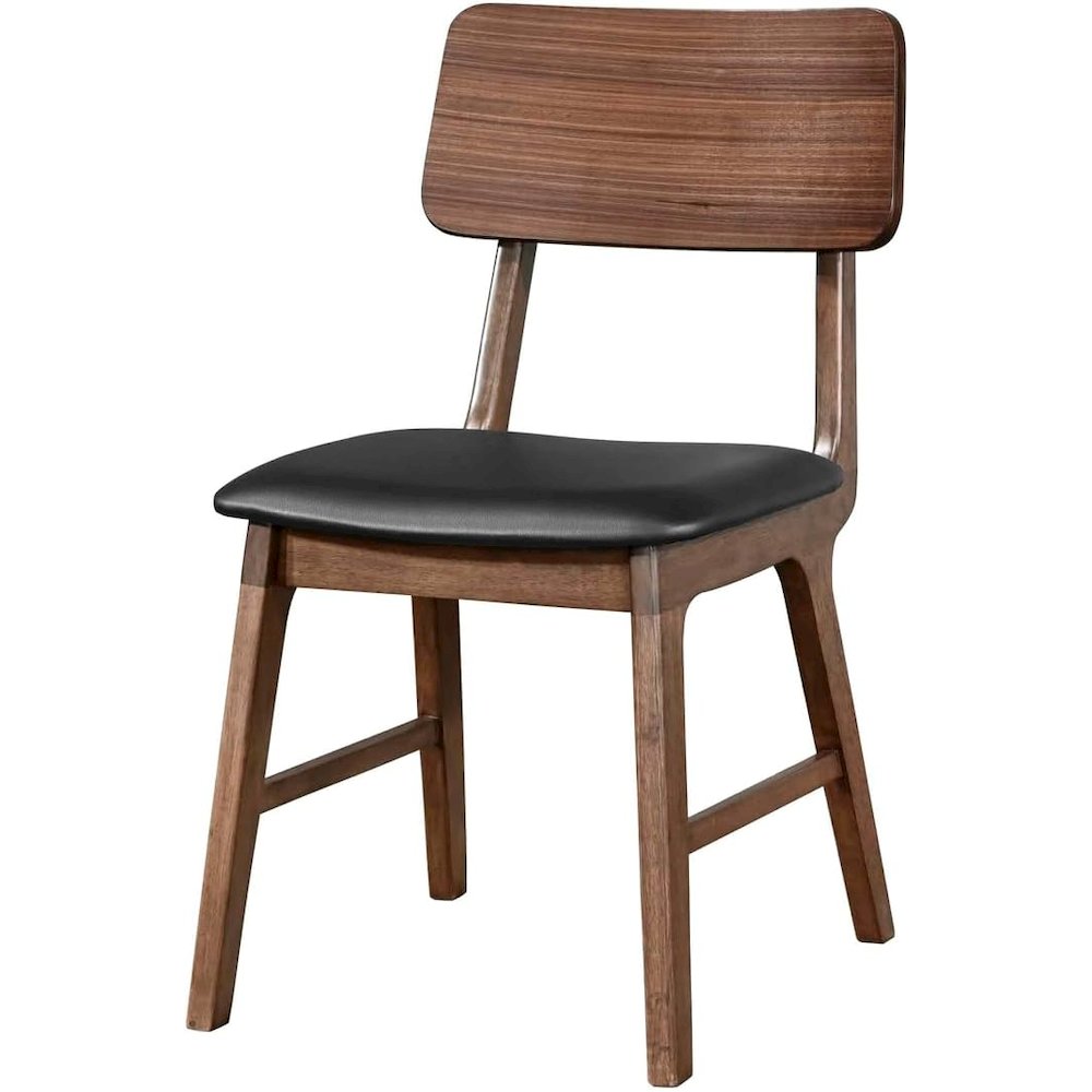 Thea Wood Back Side Chair with Black Seat (Set of 2), Walnut. Picture 4