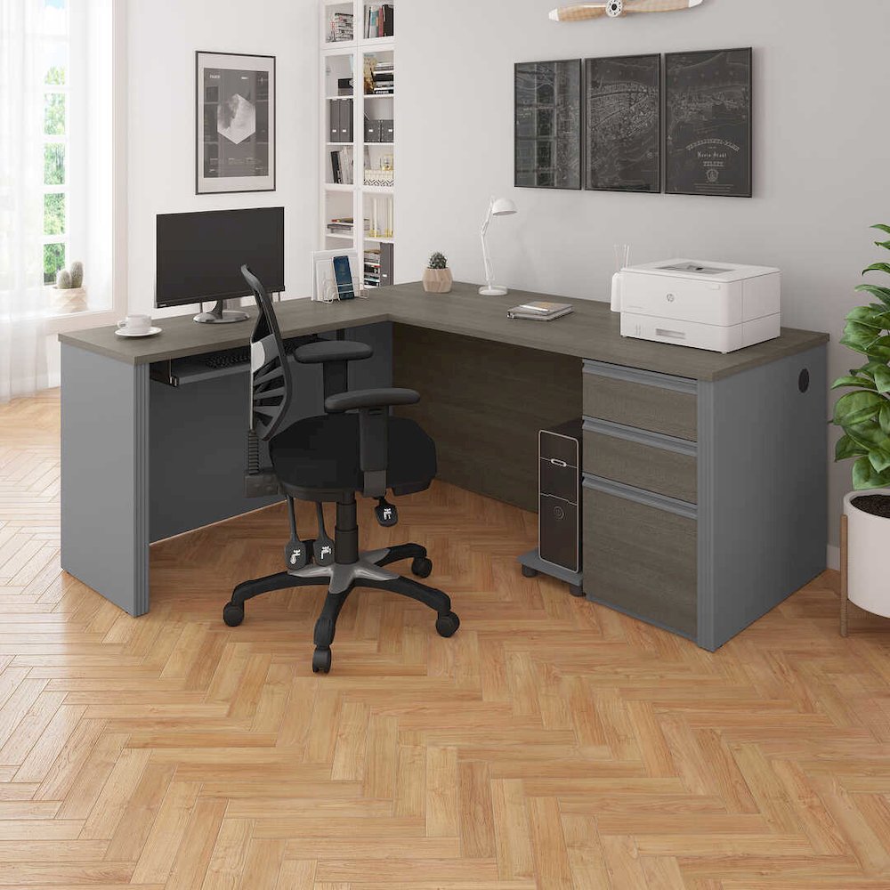 L-Shaped Desk with Pedestal. Picture 13