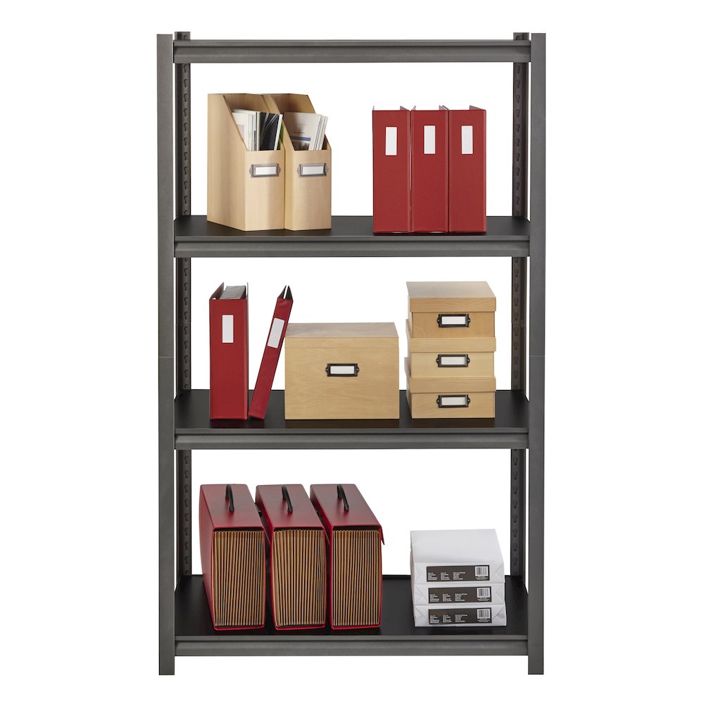 Iron Horse Riveted Steel Shelving 5-Shelf Unit, 18Dx48Wx72H, Gunmetal Gray/Black. Picture 2
