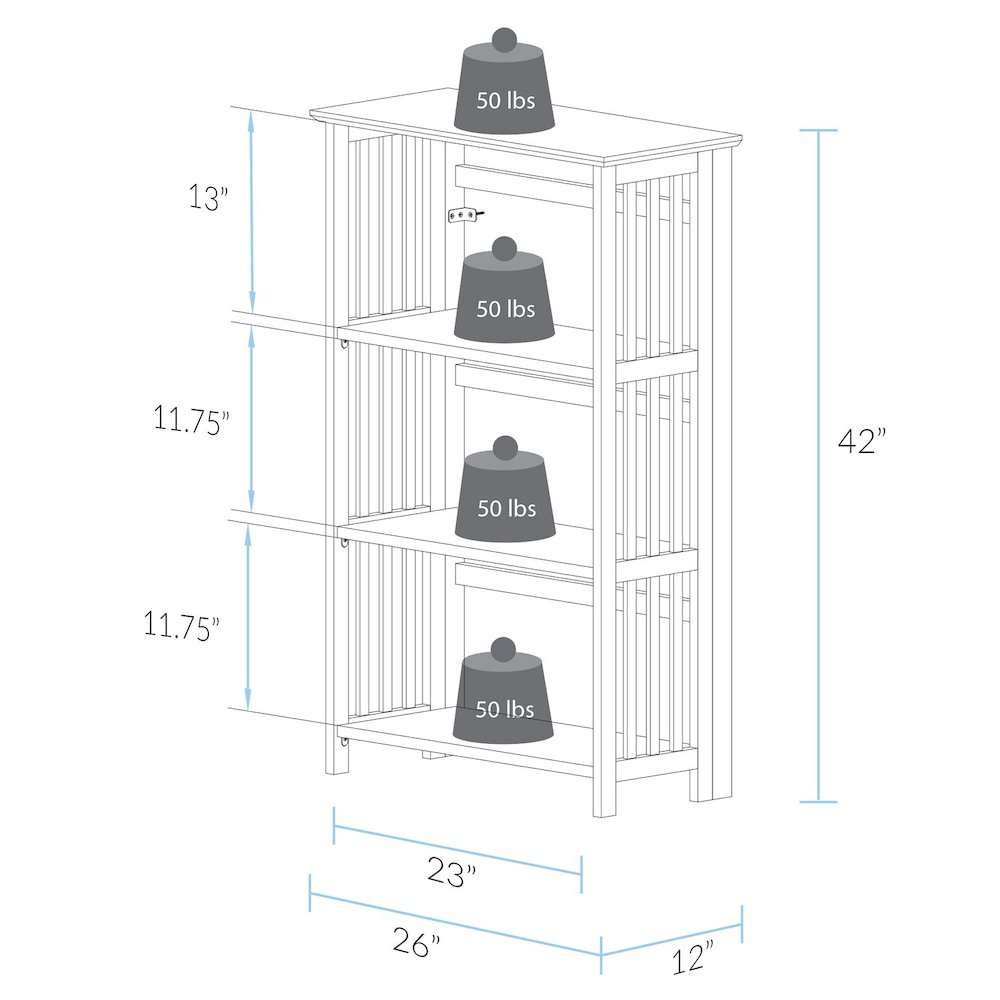 Soho Manhattan 4-Shelf Folding Bookcase 26" Wide - Natural. Picture 7
