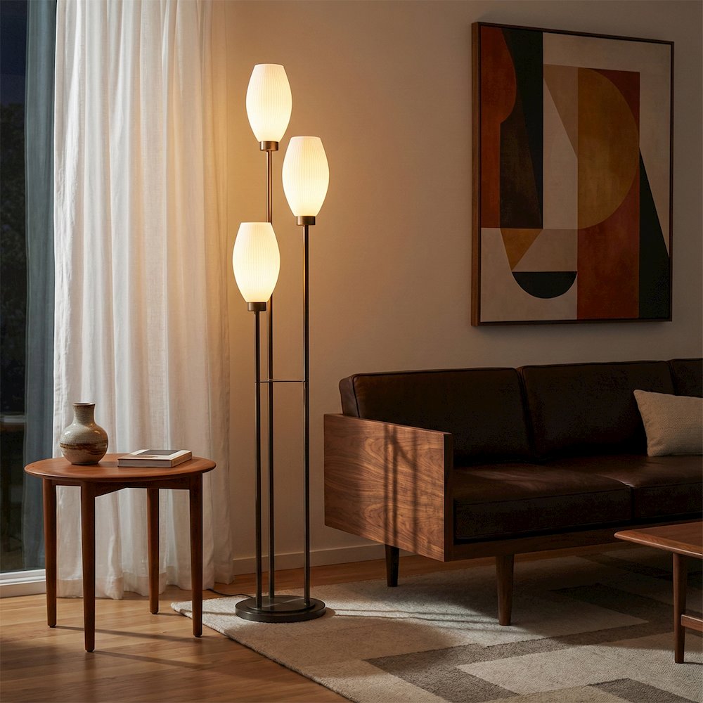 Willows Accent Floor Lamp, Matte Black, Opal Glass. Picture 8