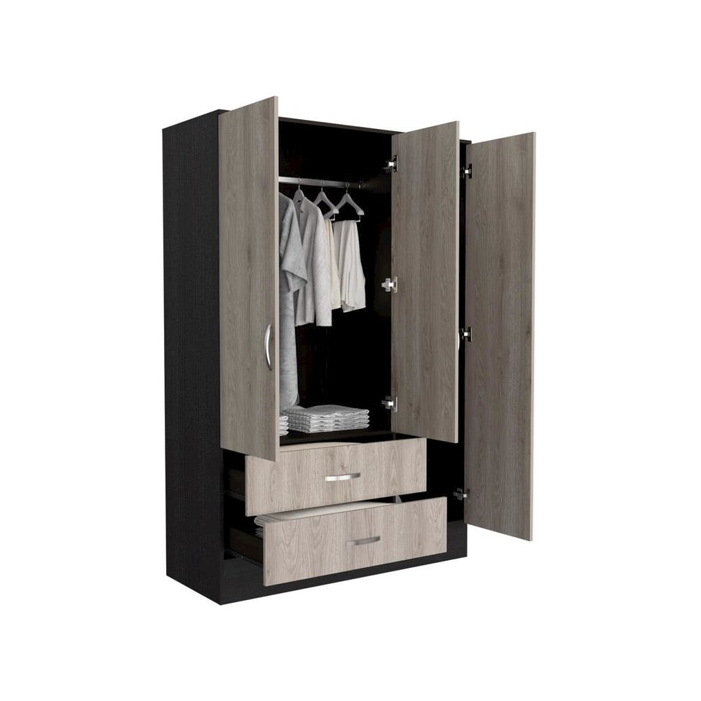 Bolton 120 Mirrored Armoire Black / Light Gray MDF. Picture 3