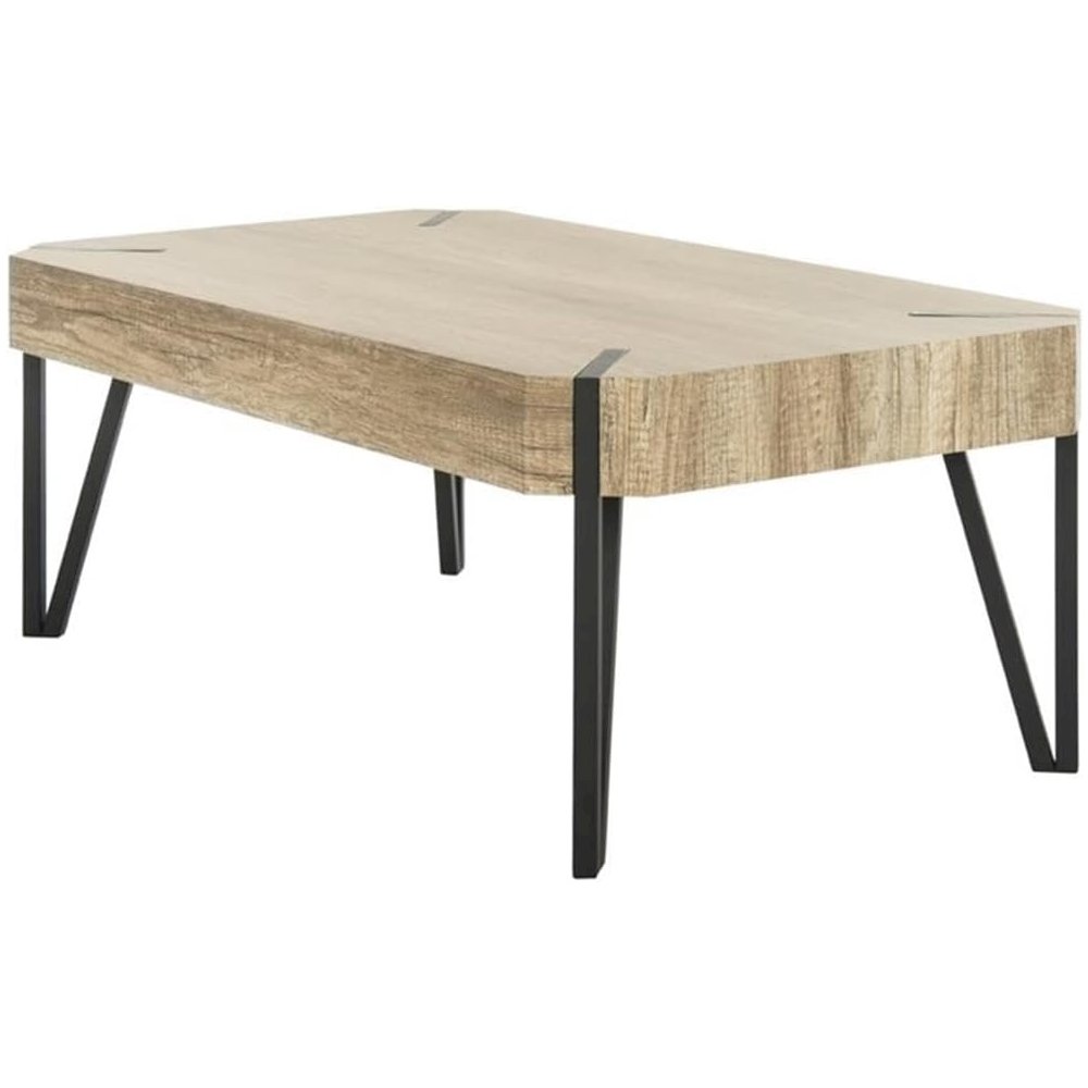Safavieh Home Liann Rustic Multi Brown and Black Glass Leg Coffee Table. Picture 5