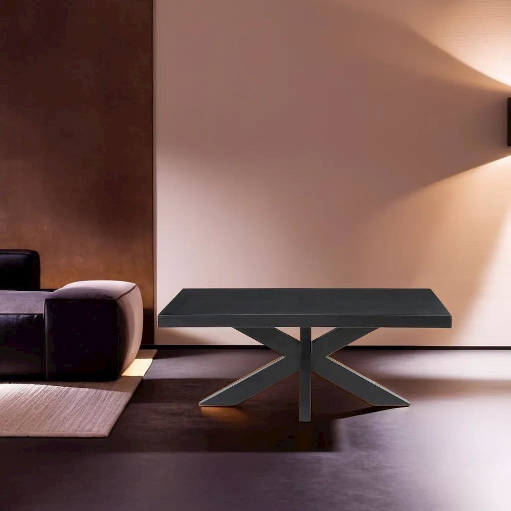 Elegant Ebony Cocktail Table with Ash Veneer Top and Solid Rubberwood Legs. Picture 4
