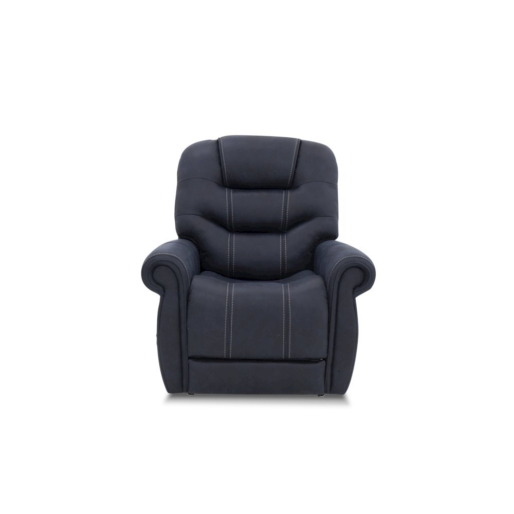 Blue Power Recliner with Adjustable Headrest, Lumbar Support, and Heat. Picture 1
