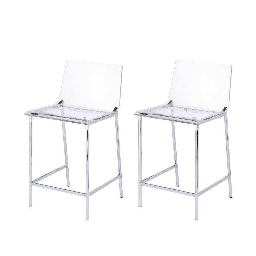 Antonio Acrylic Counter Stool Chrome Finish - Set of 2. Picture 1