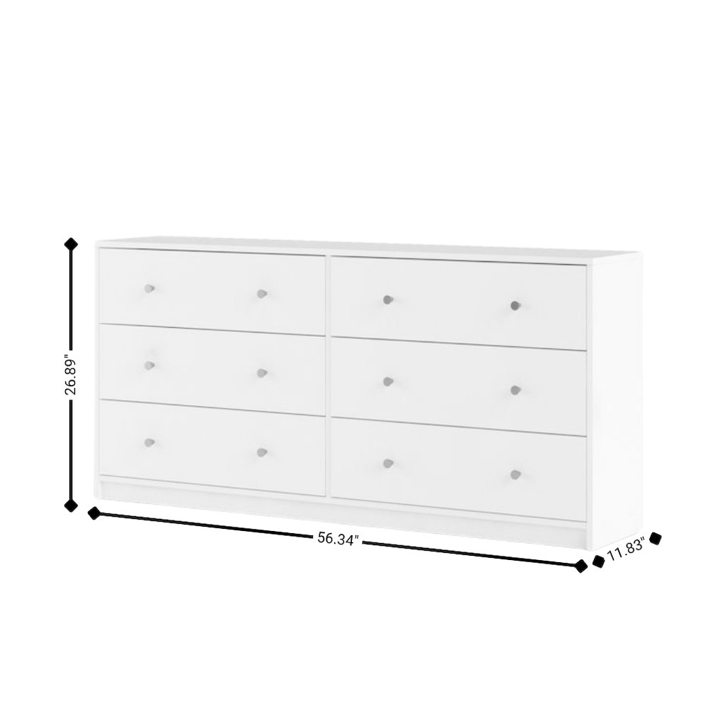 Furnifact -  White Dresser for Bedroom – Modern 6 Drawer Dresser with Spacious Storage – Sleek White Dresser and Bedroom Dresser for Clothes and Essentials. Picture 8