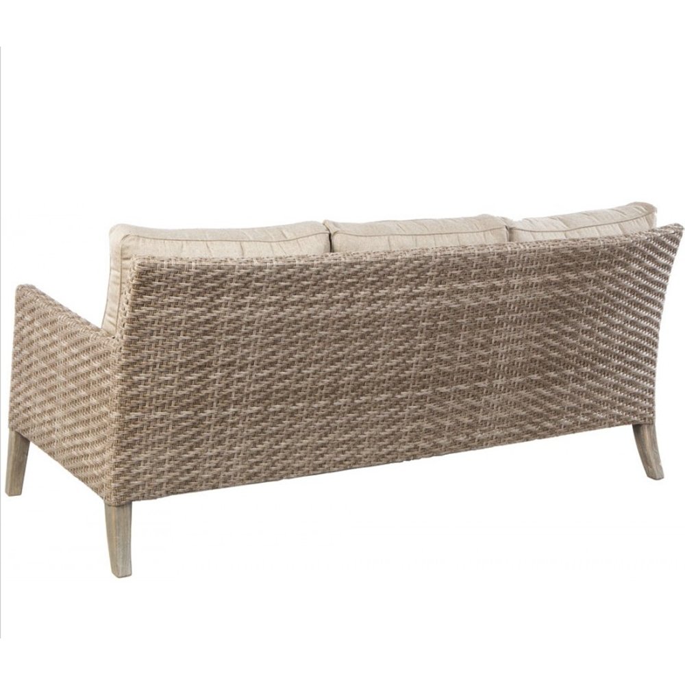 Cornwall Woven Wood Deep Seating Conversation Set with Sunbrella Cast Shale Cushions. Picture 6