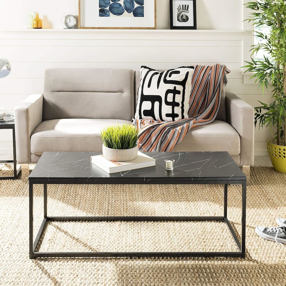 Home Baize Black Rectangle Coffee Table. Picture 6