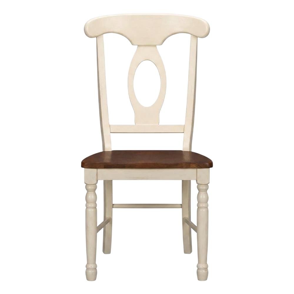 Merlot-Buttermilk Finish Distressed Side Chair in Solid Rubberwood. Picture 4