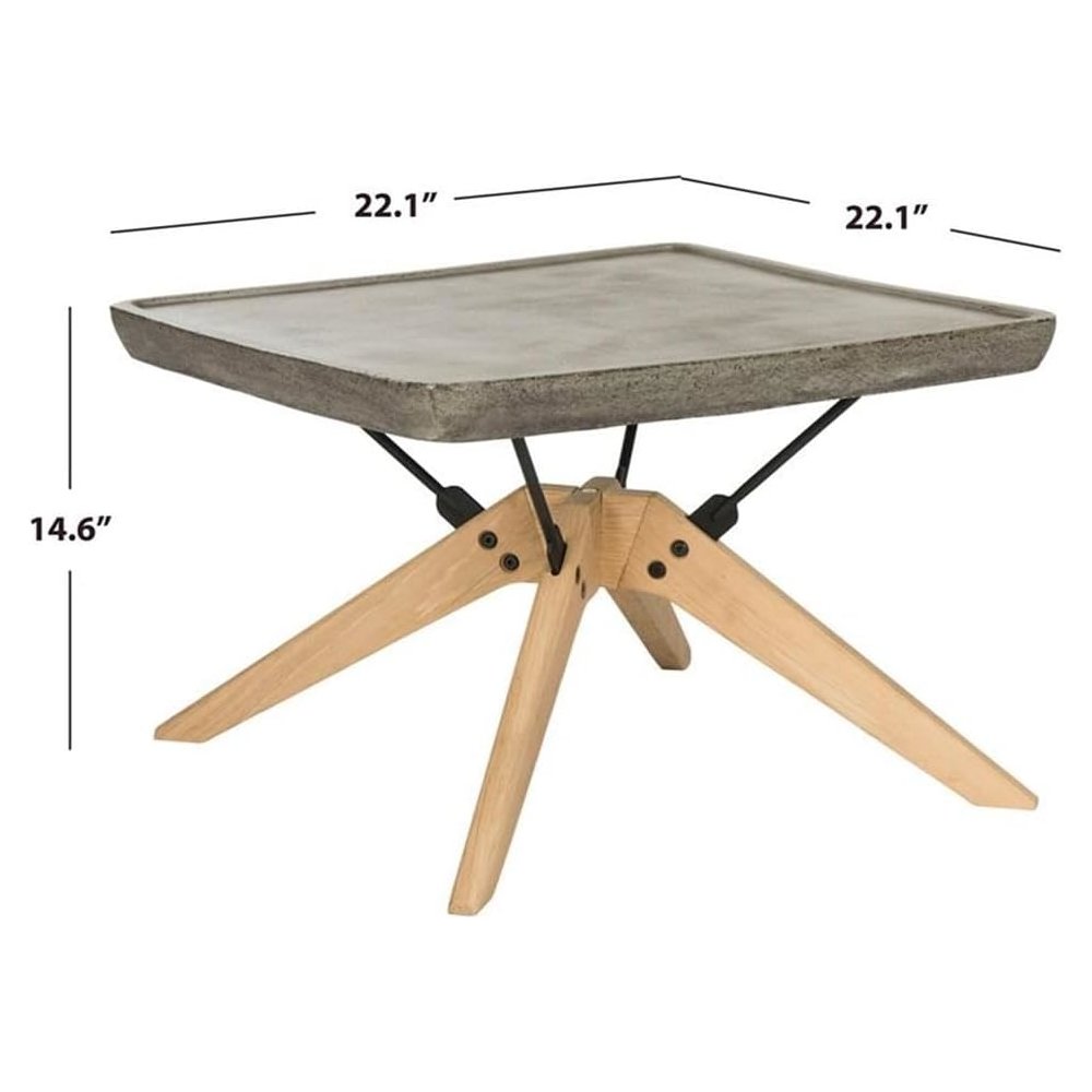 Delartin Indoor/Outdoor Modern Concrete 14.57-Inch H Coffee Table. Picture 4