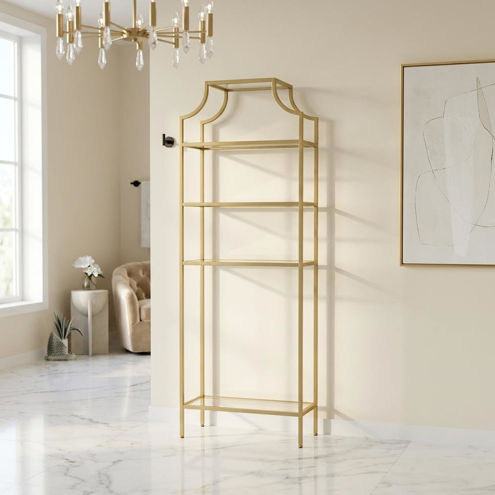 Soft Gold Space Saver Bathroom Vanity with Anti-Tip Hardware. Picture 2