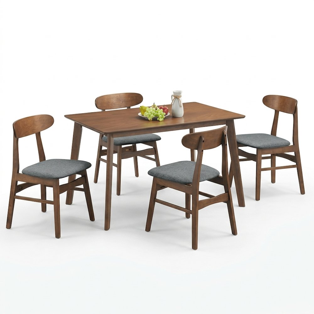 Furniture Morocco 5-Piece Wood Dining Set in Dark Gray. Picture 1