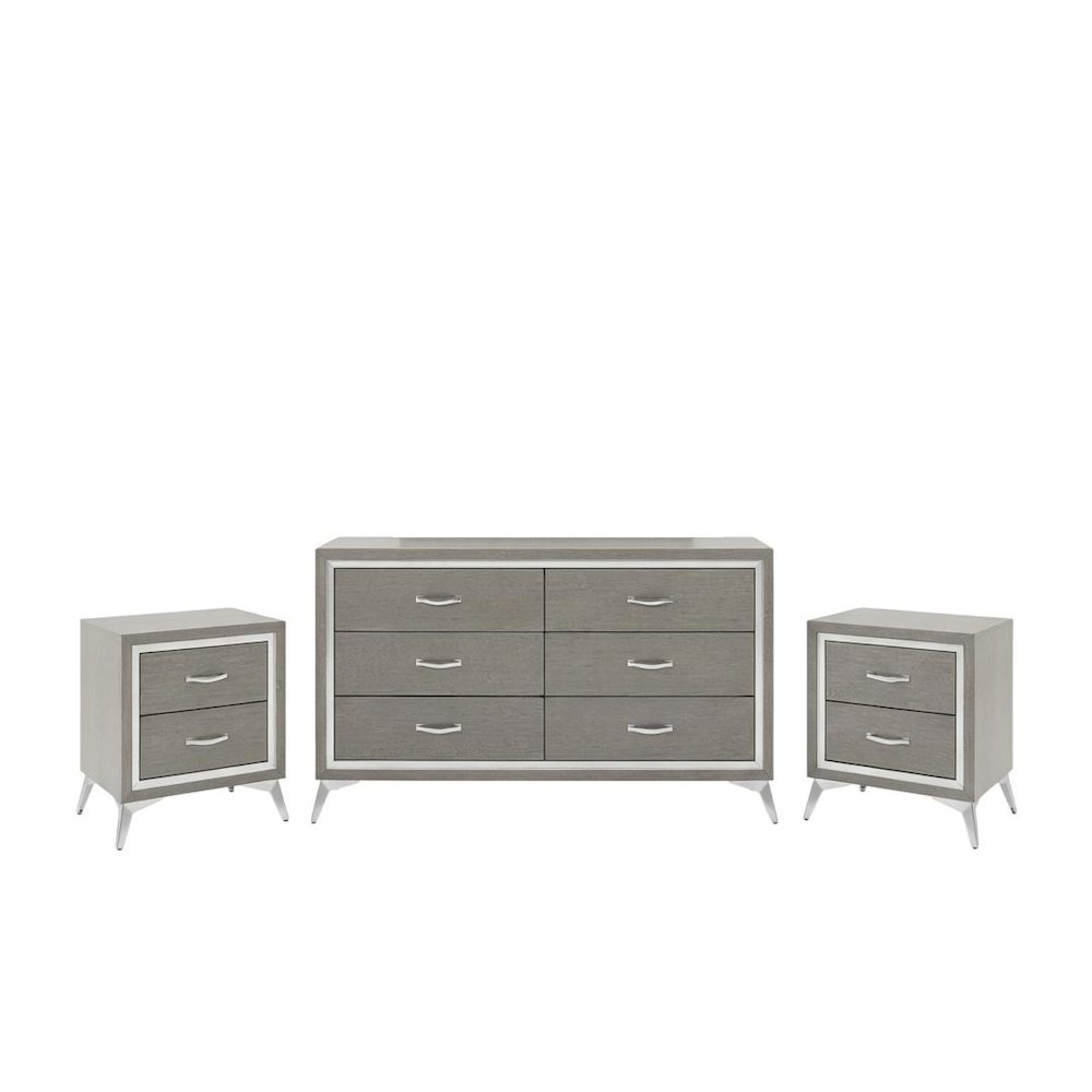 Huxley 3-Pc Wood Bedroom Set with Dresser in Gray. Picture 1