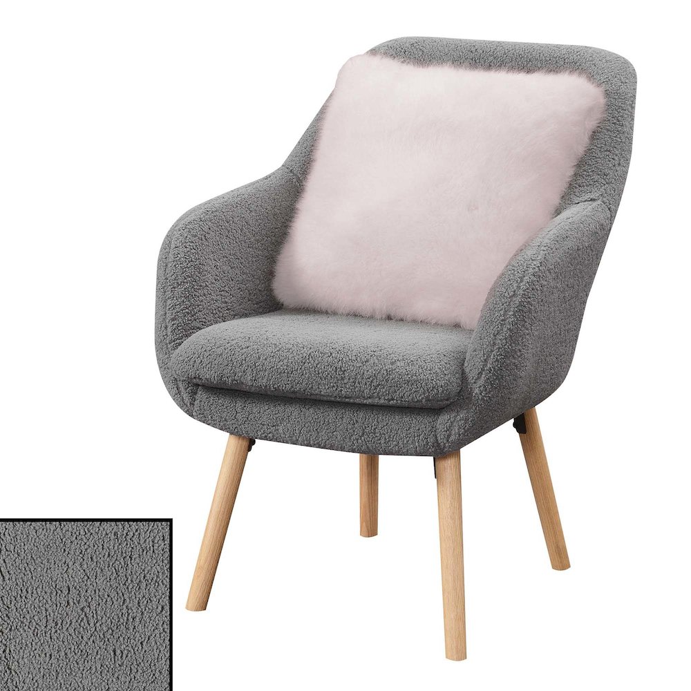 Take a Seat Charlotte Sherpa Accent Chair, Sherpa Gray. Picture 3