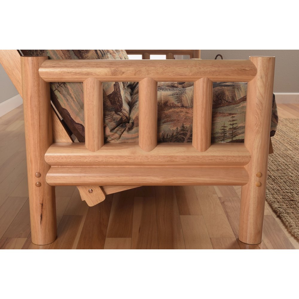 Lodge Frame-Natural Finish-Linen Cocoa Mattress-Storage Drawers. Picture 3