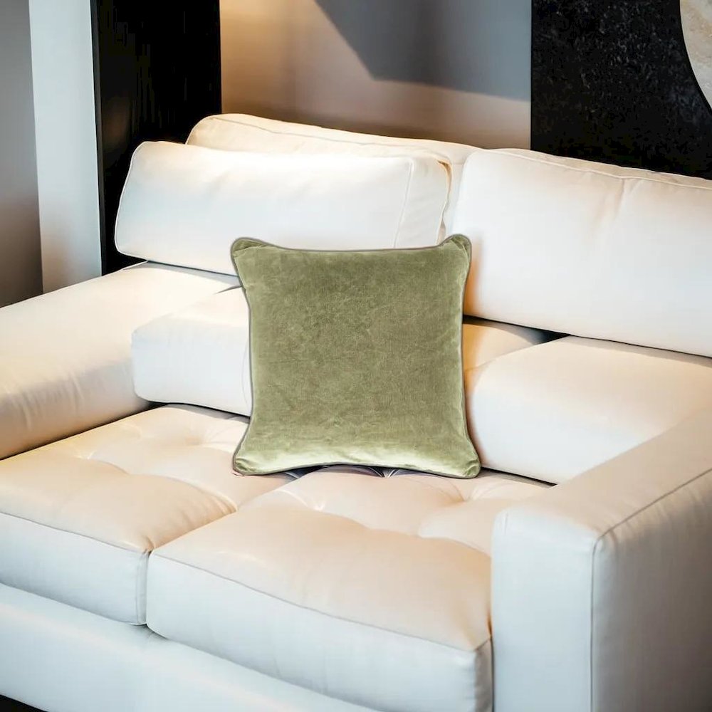 Harriet Velvet 18" Throw Pillow,  Moss Green. Picture 6