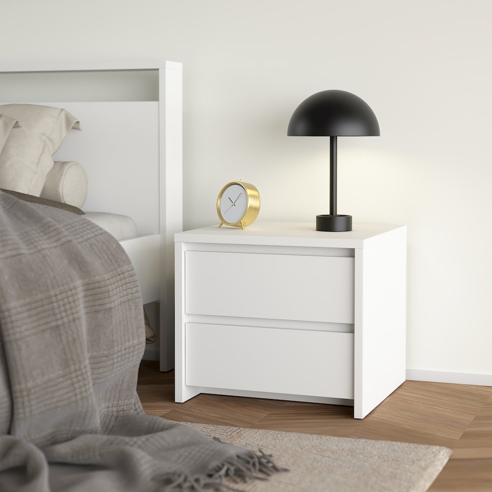 Next 17-Inch Tall 2-Drawer Nightstand - Set of 2, White. Picture 2