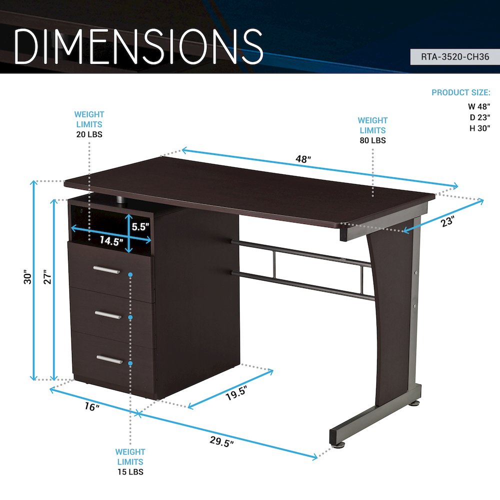 Computer Desk with Ample Storage. Picture 8
