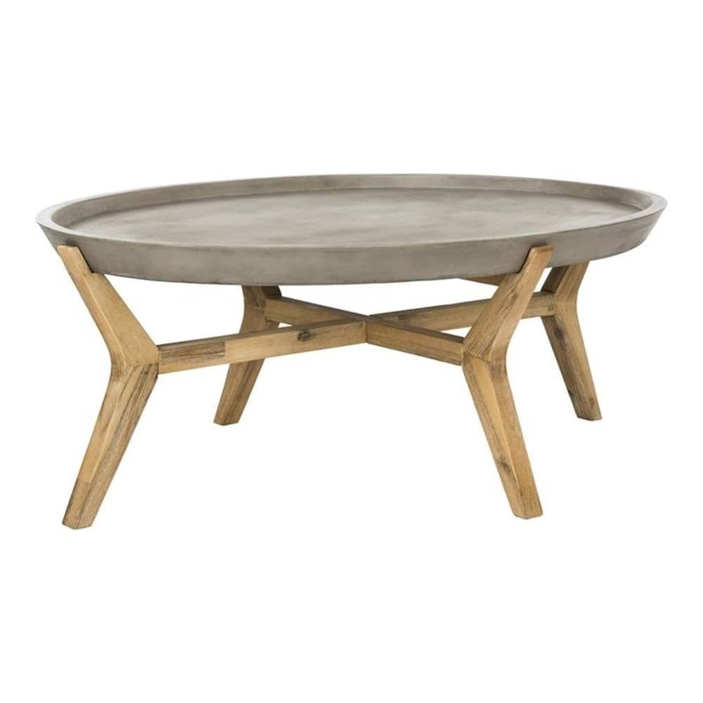 Hadwin Indoor/Outdoor Modern Concrete Oval 31.5-Inch Dia Coffee Table. Picture 2