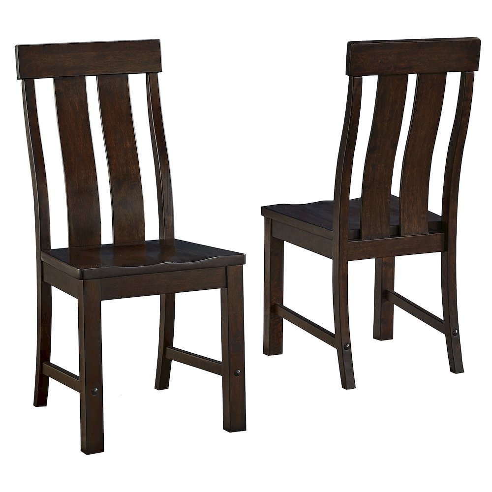 Slatback dining chairs with solid rubberwood construction, set of 2. Picture 1