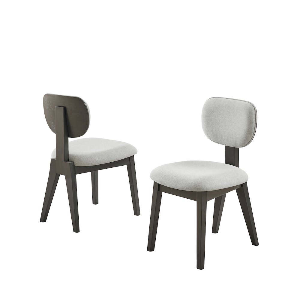 Valencia Set of 2 Light Gray Fabric Upholstered Dining Chairs with Wood Frame. Picture 1