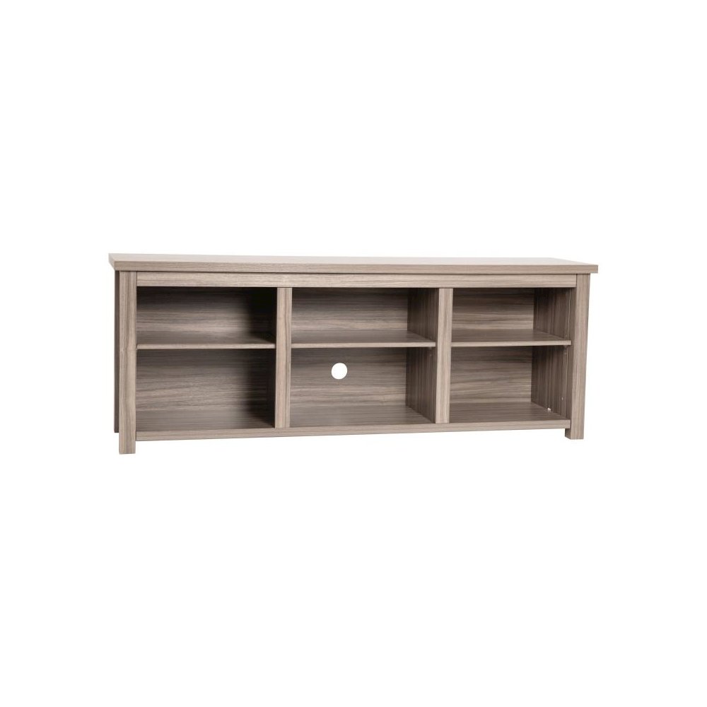 Farmhouse TV Stand up to 80" TVs - 65" Engineered Wood Framed Media Console with Open Storage in Gray Wash Oak Finish. Picture 1