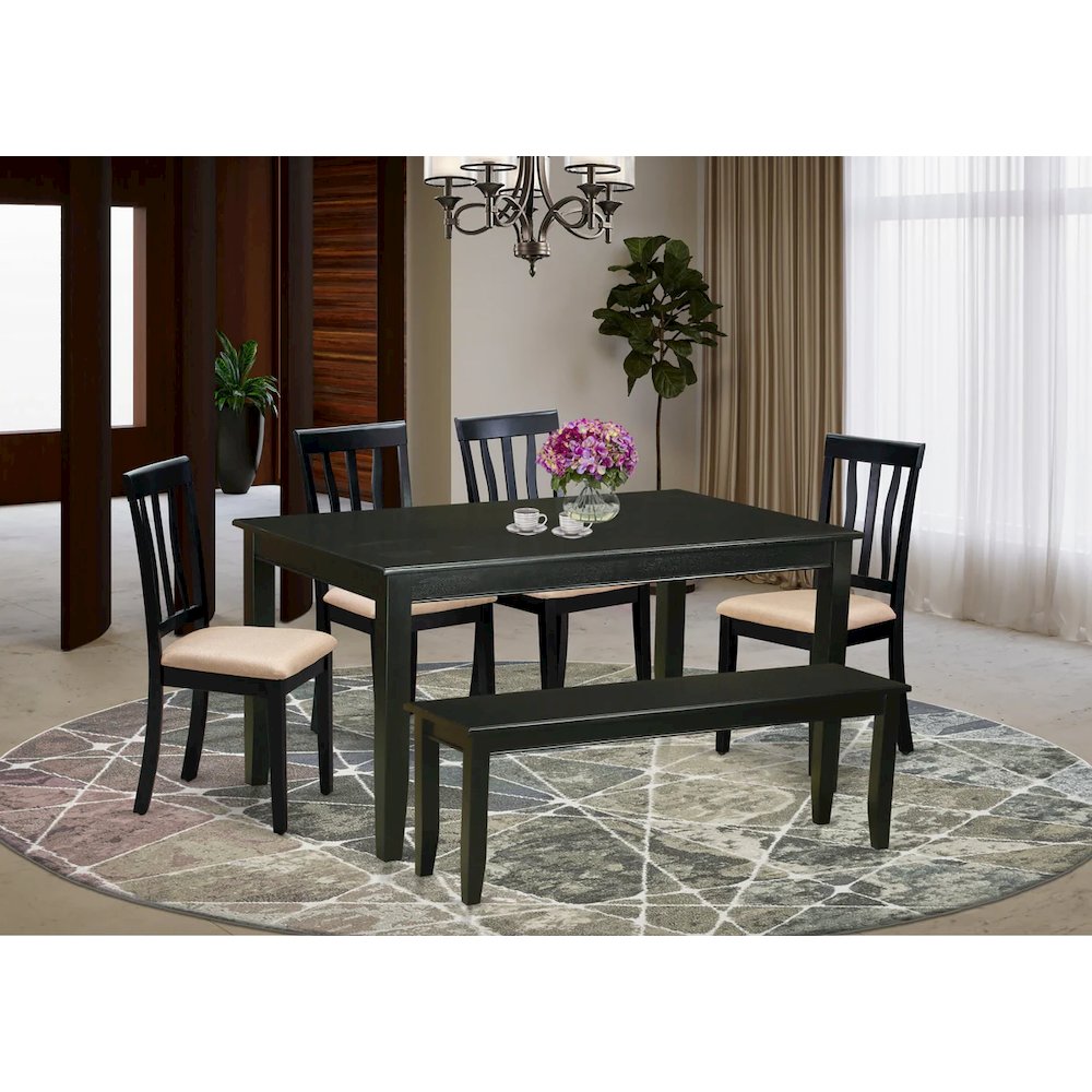 DUAN6-BLK-C 6 Pc Kitchen nook Dining set - Dinette Table and 4 Kitchen Dining Chairs in addition to Bench. Picture 6