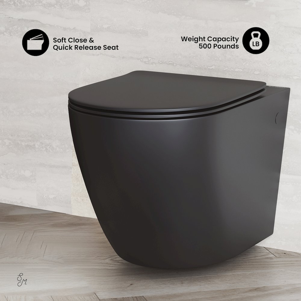 St. Tropez Wall-Hung Toilet Bowl Only in Matte Black. Picture 8
