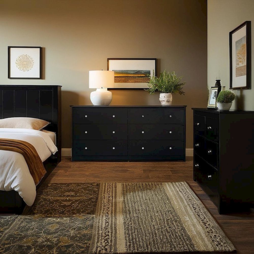 Furnifact Black Dresser for Bedroom – Modern 6 Drawer Dresser with Spacious Storage – Sleek Black Dresser and Bedroom Dresser for Clothes and Essentials. Picture 4