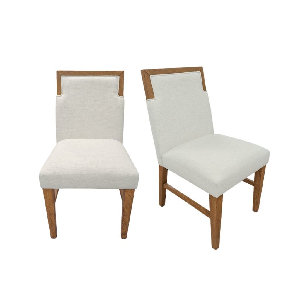 Modern Rustic Oak Side Chairs Set of 2 with Upholstered Seats and Durable Frame. Picture 1