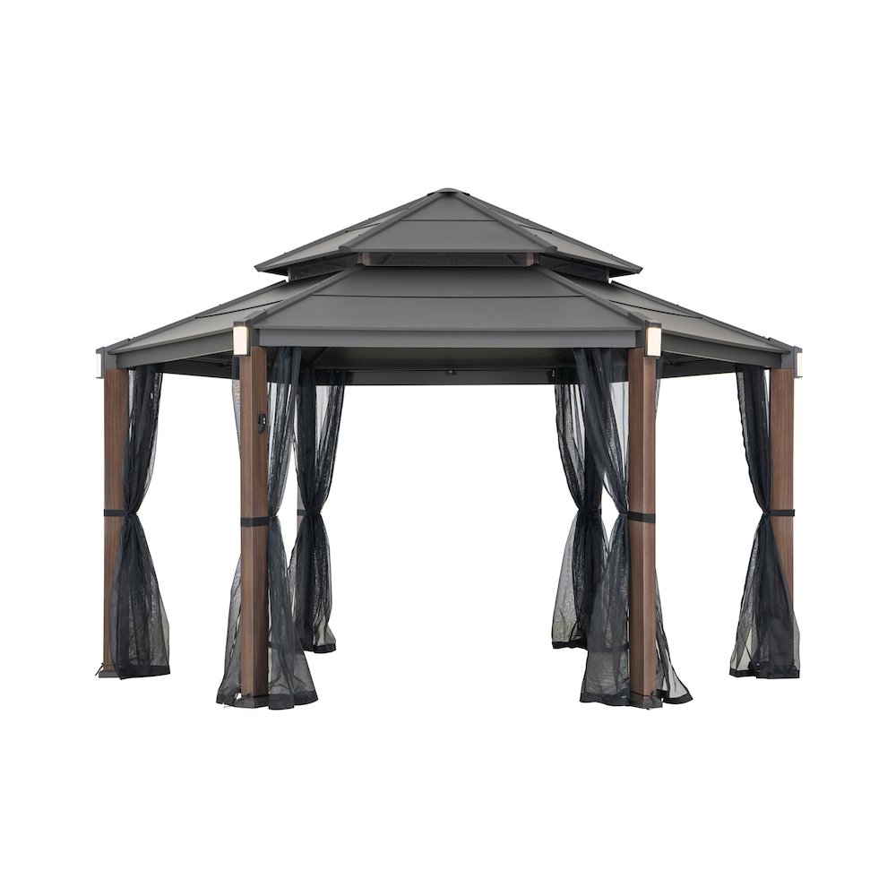 10 ft. x 12 ft. Heavy-Duty Steel Hardtop Gazebo with Mosquito Netting. Picture 1