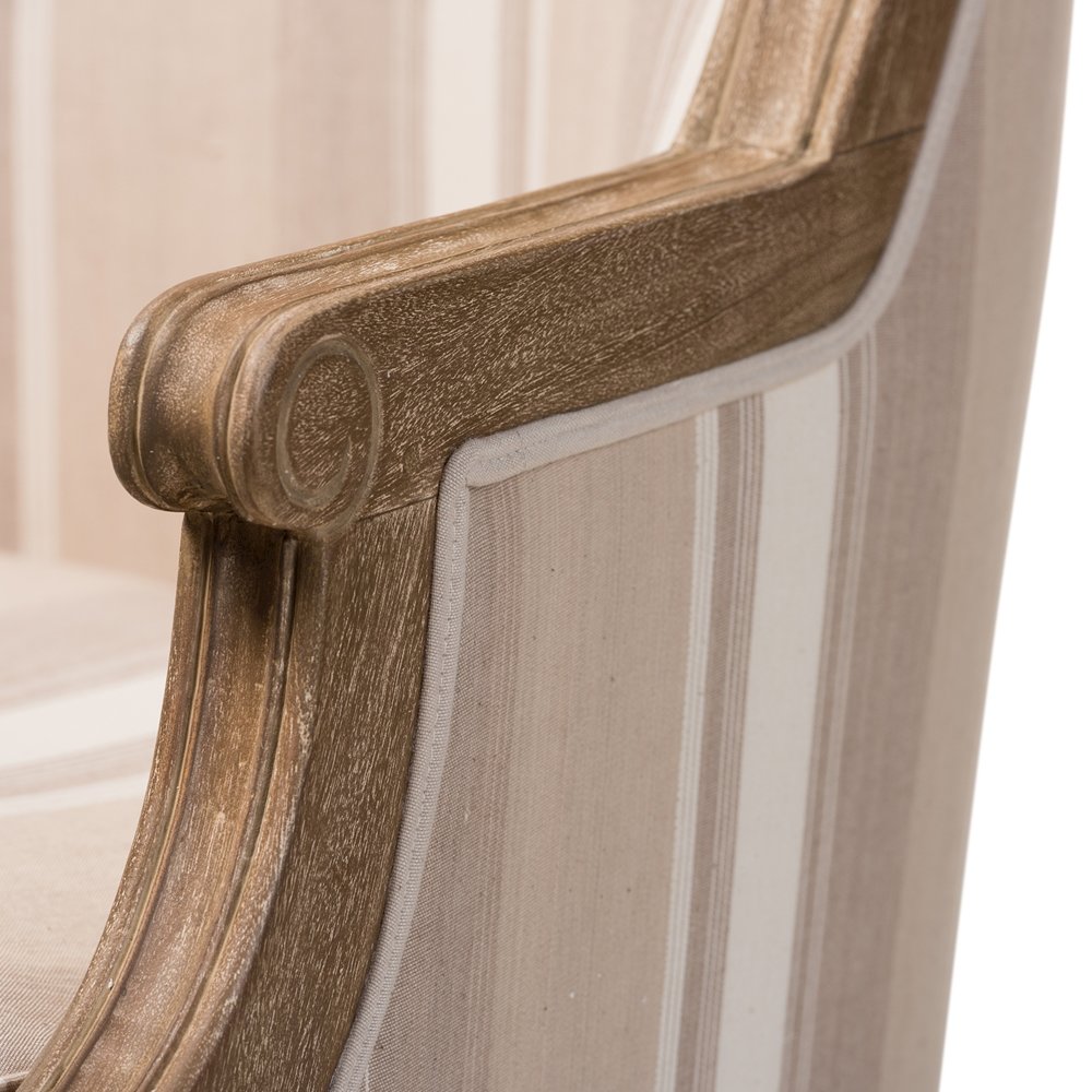 Baxton Studio Charlemagne Traditional French Accent Chair-Oak (Brown Stripe). Picture 6