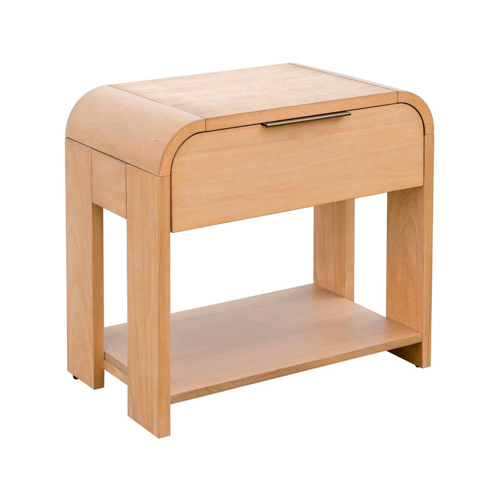 Modern One Drawer Waterfall Nightstand. Picture 1