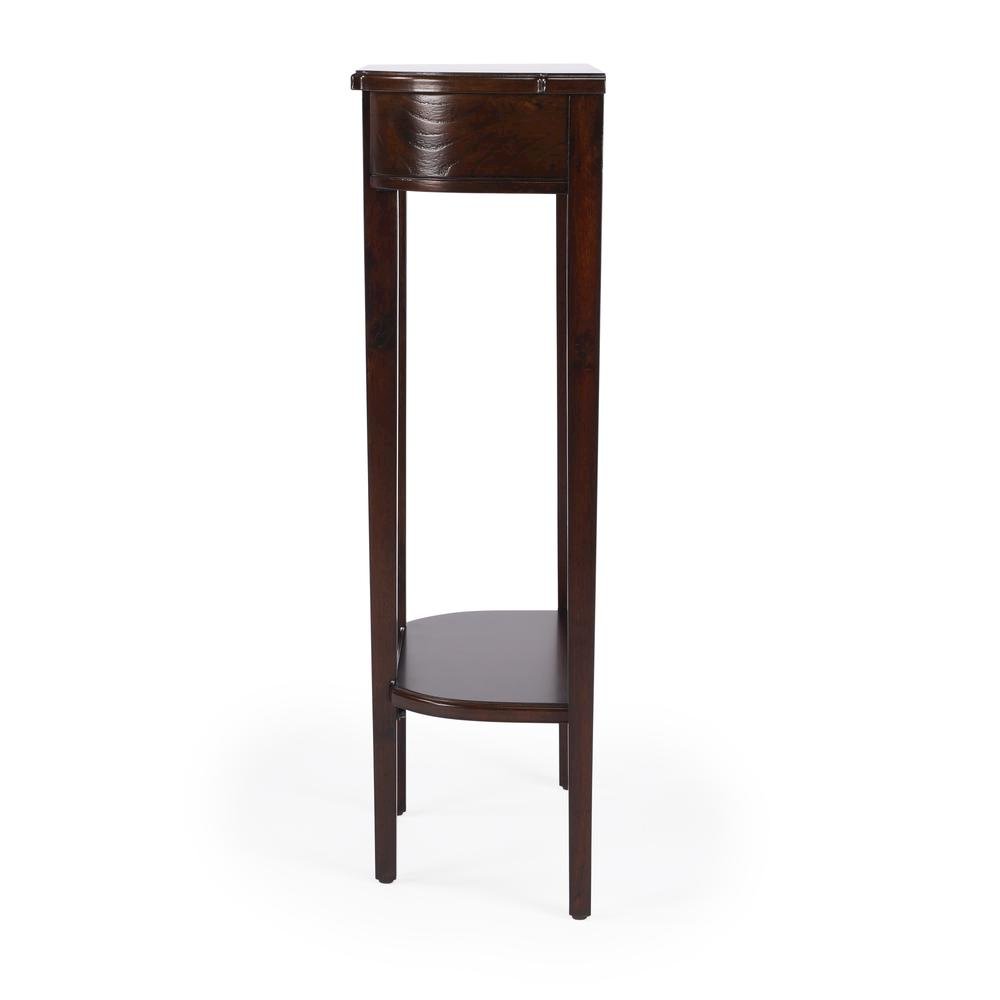 Elegant Narrow Entryway Table in Dark Brown for Living Room and Hall. Picture 1