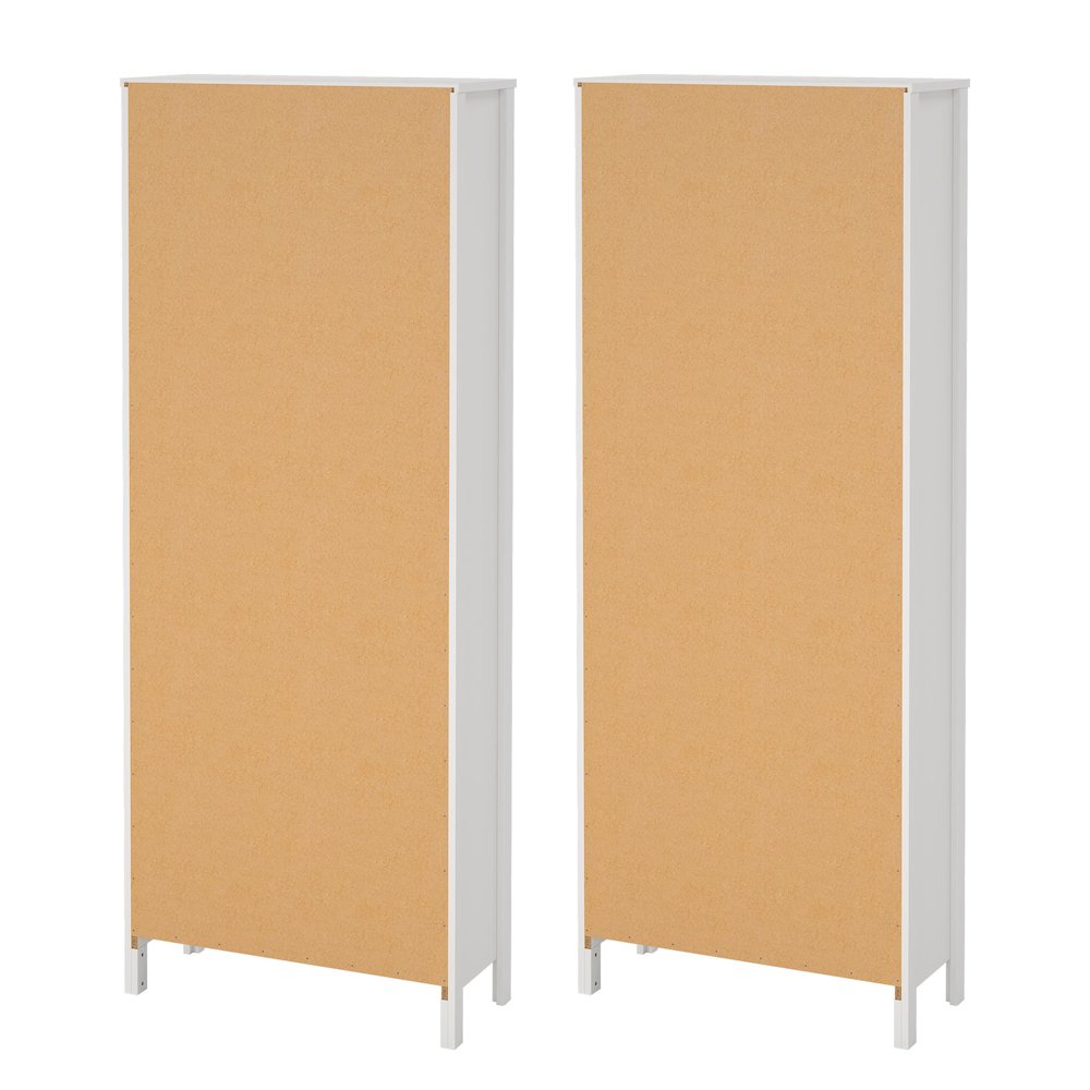 Madrid 2-Piece Tall Bookcase Set for Full Wall Storage, White. Picture 4