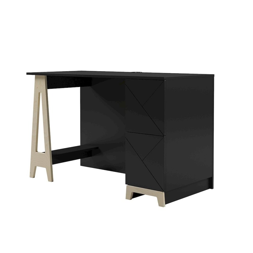 2-Drawer Home Office Desk, Black. Picture 2