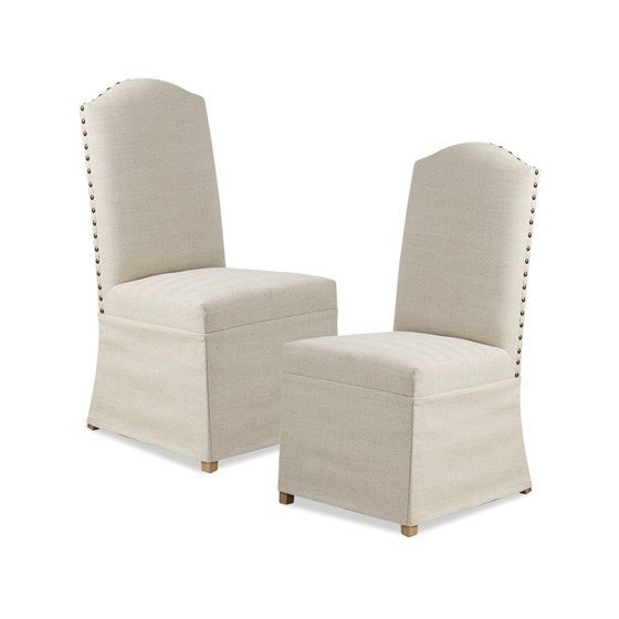 Set of 2 High Back Dining Chairs with Skirts. Picture 1