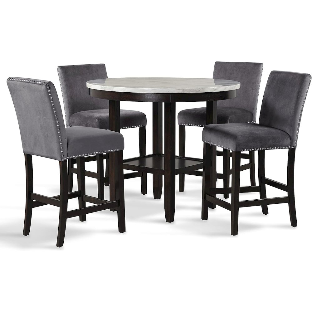 Furniture Celeste Round Wood Counter Table in Espresso. Picture 4