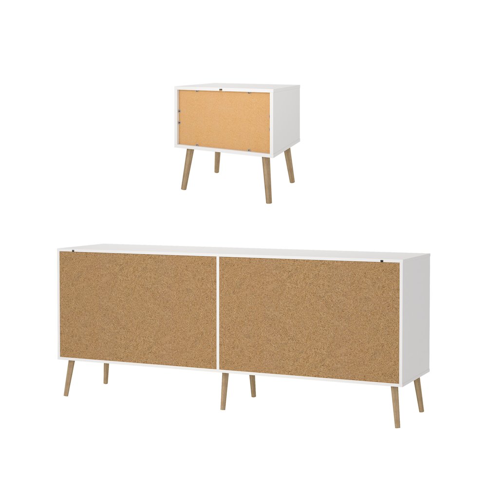 Diana 2-Piece Bedroom Set - 8 Drawer Double Dresser and Nightstand, White/Oak. Picture 4
