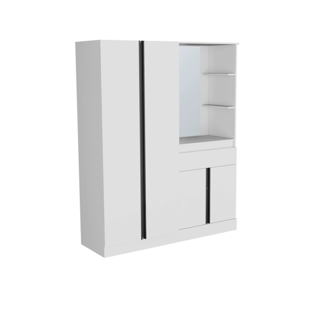 Kamelot Armoire With Double Doors, Hanging Rod And Interior Shelves, White. Picture 1