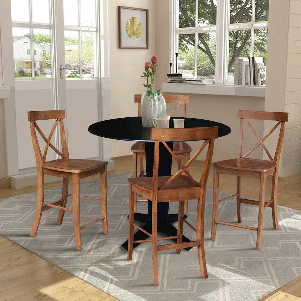 42 in Counter Height Dining Table with 4 Stools - 5 Piece Set. Picture 2