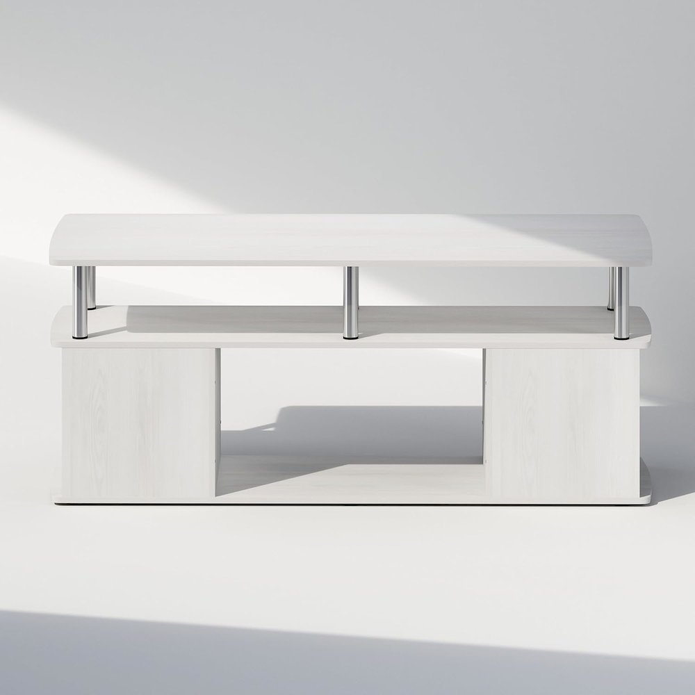 JAYA Utility Design Coffee Table, White Oak, Stainless Steel Tubes. Picture 5