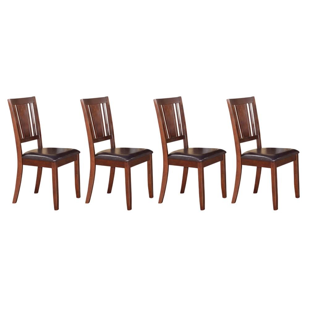 Dudley  Dining  Chair  with  Faux  Leather  upholstered  Seat  in  Mahogany  Finish,  Set  of  2. Picture 11