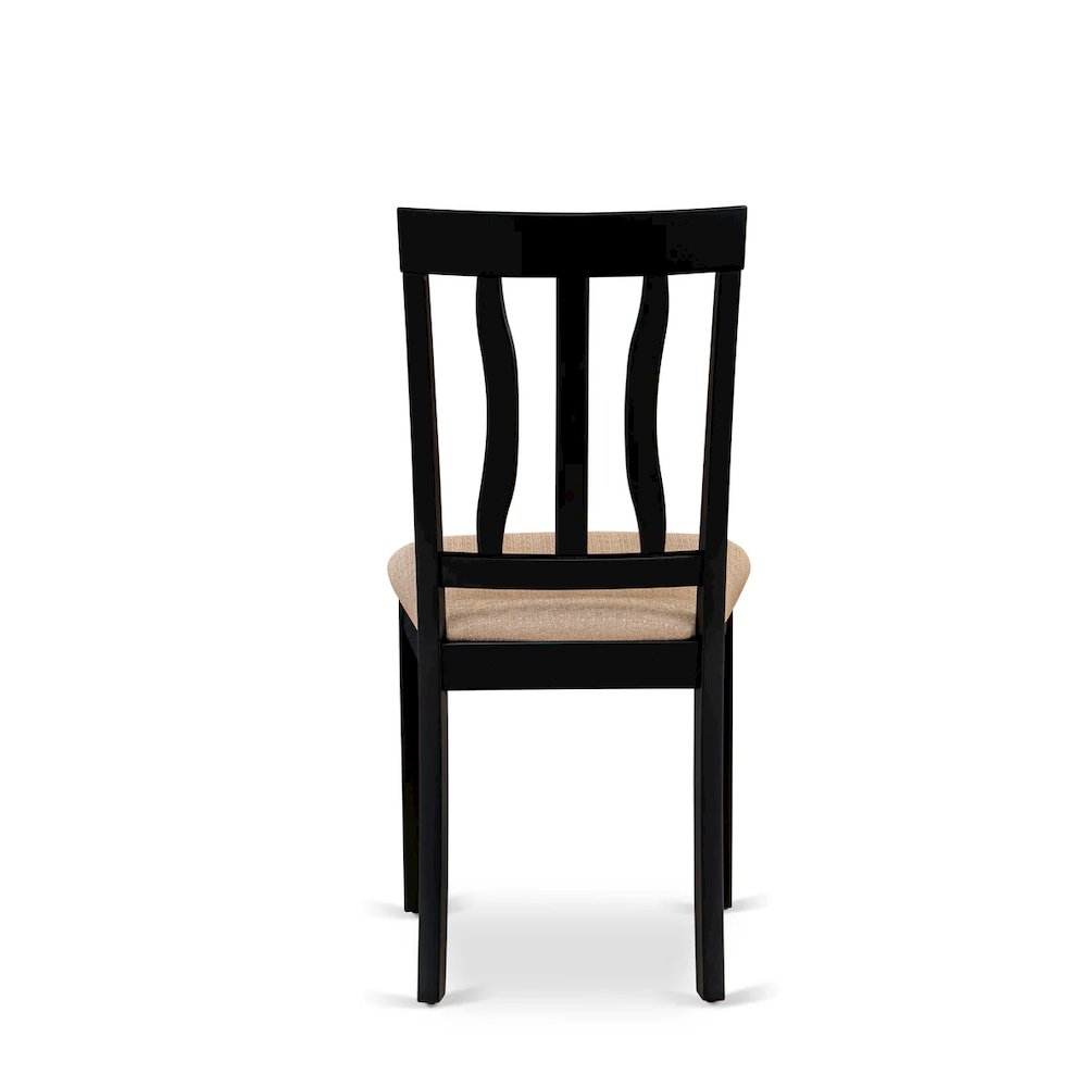 Antique Dining Chairs - Linen Fabric Upholstered Wood Chairs, Set of 2. Picture 4