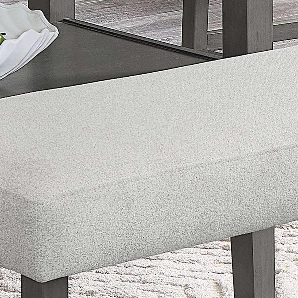 Selena 40" Light Gray Fabric Counter Height Bench with Wood Frame & Footrest. Picture 5