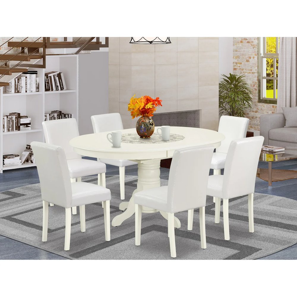 Dining Room Set Linen White, AVAB7-LWH-64. Picture 3