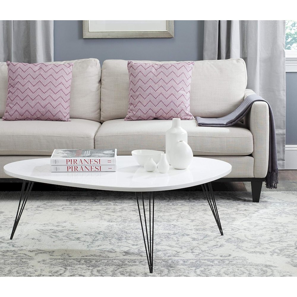Home Collection Wynton Mid-Century Modern White and Black Coffee Table. Picture 4